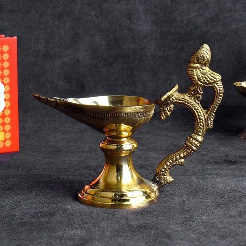 Antique Brass Pooja Diya With Handle