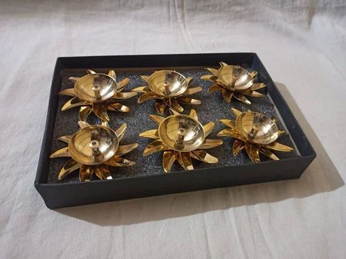 Brass Lotus Diya Set Of 6