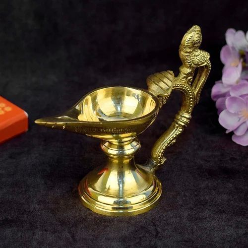 Antique Brass Pooja Diya With Handle