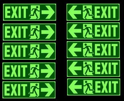 Night Glow Emergency Exit Sign Board