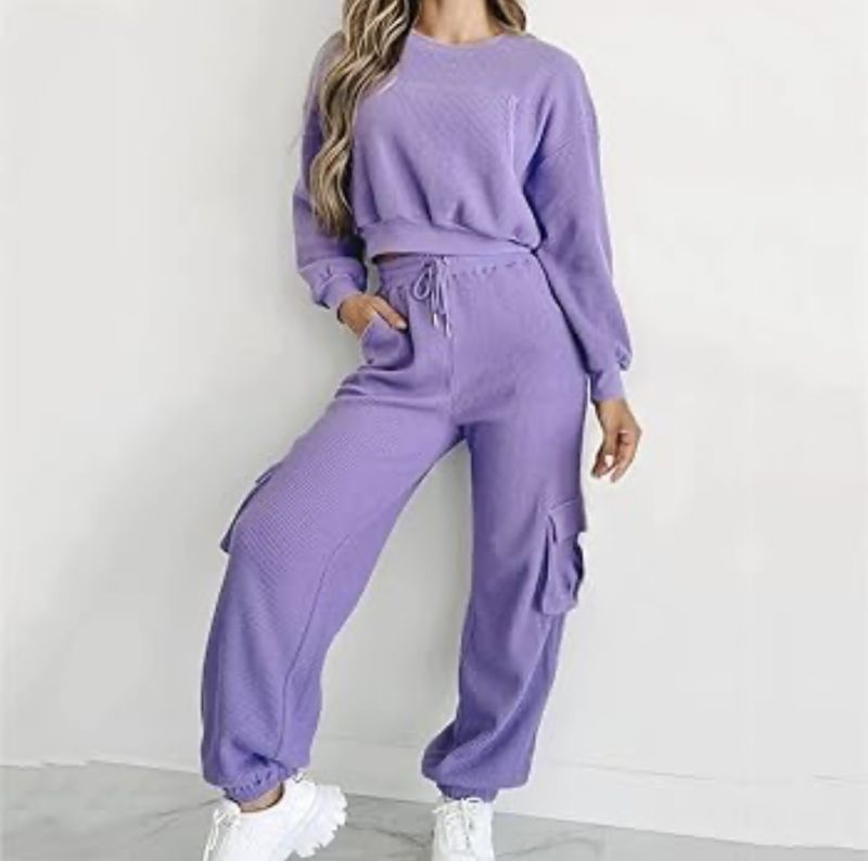 Women Lavender Waffle Knit Co-ord Set