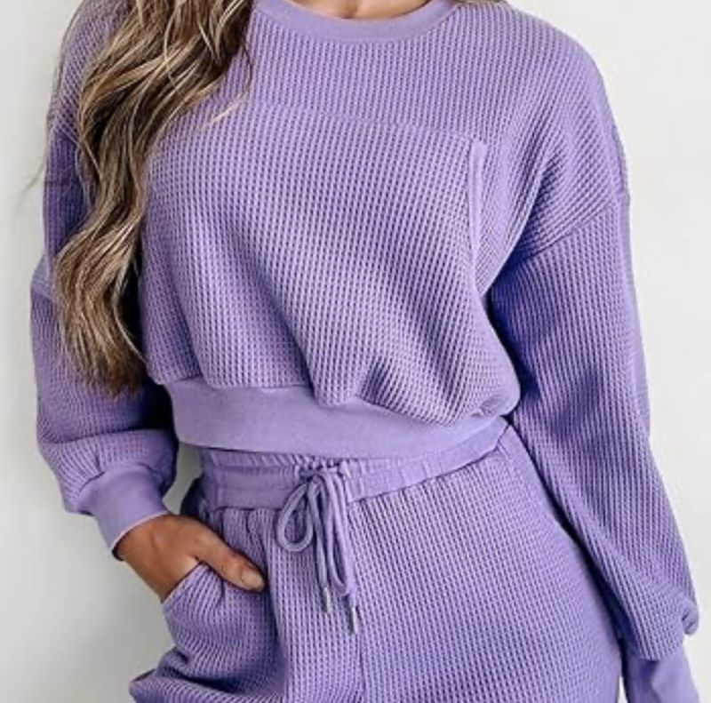 Women Lavender Waffle Knit Co-ord Set