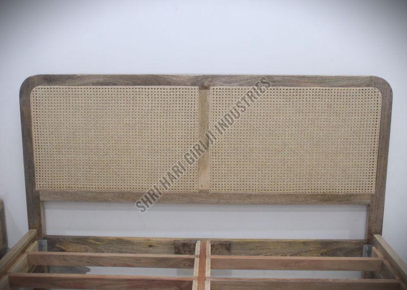 Wooden Rattan Canning Double Bed