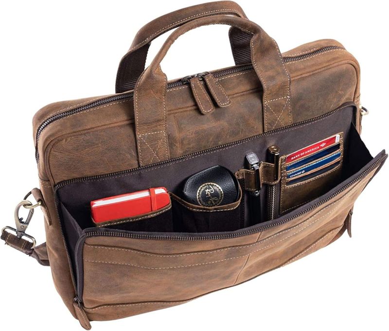 Mens Hunter Leather Cross Body Laptop Bag