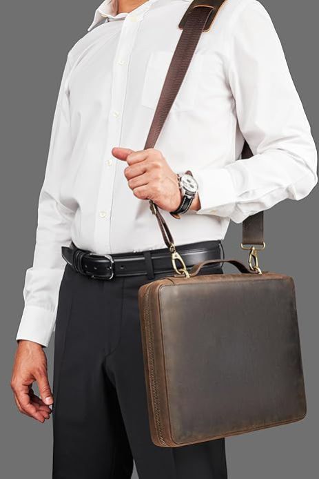 Genuine Leather Unisex Portfolio Bag