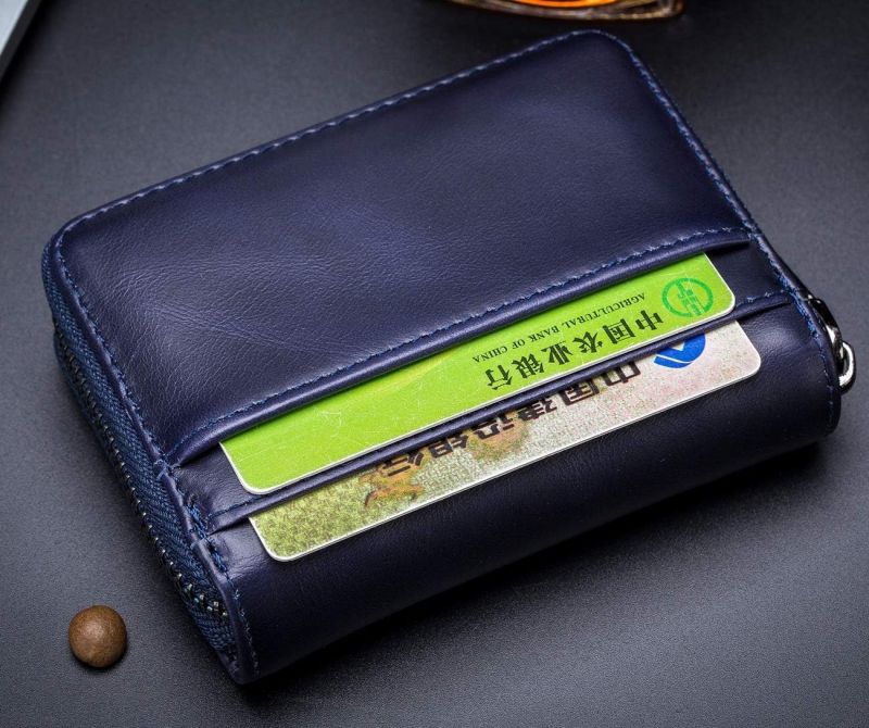 Cow Nappa Leather Bifold Round Zipper Wallet