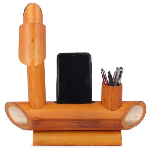 Bamboo Mobile Stand With Pen Holder