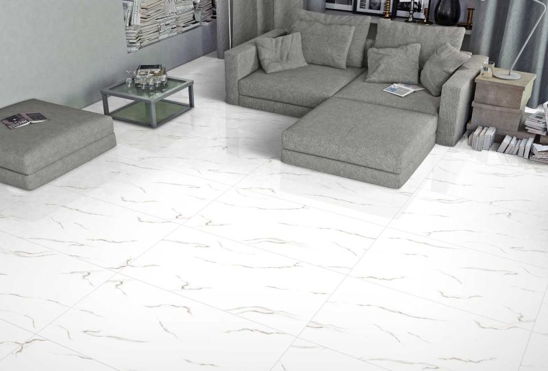 Estilo White Glossy Vitrified Floor Tiles