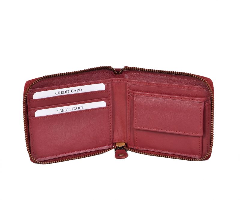 Cognac Zipper Leather Wallet