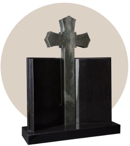 Cross With Books Shaped Headstone