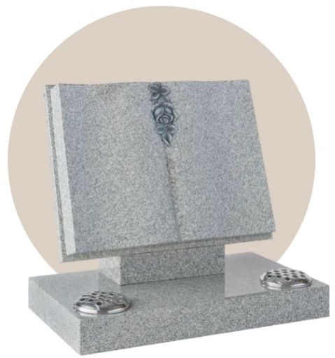 Light Grey Books Shaped Headstone
