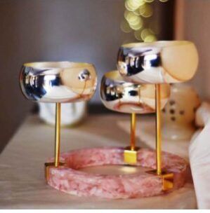 3 Bowls On Rose Quartz Ring