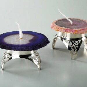 Agate Stone Jyot With Silver Base Sterling Silver