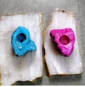 Agate Stone Tealight Candle Holder (Set Of 2)