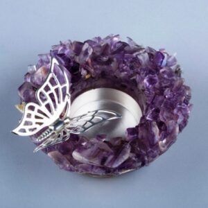 Amethyst Stone Butterfly Tea Light Holder