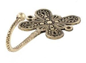 Black Brass Single Flower Hook Hand Engraved Design