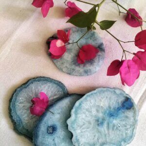 Blue Agate Round Coasters (Set Of 4)