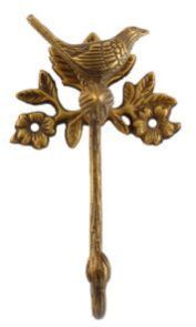 Brass Bird Sitting On Branch Hook