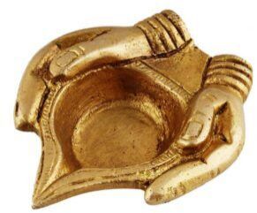 Brass Lady Hand Holding Oil Lamp Diya