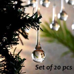 Clear Glass Rain Drop Hanging Crystal Set Of 20
