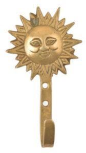 Golden Brass Sun Single Wall Hooks
