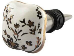 Golden Leaf Square Ceramic Wine Stopper