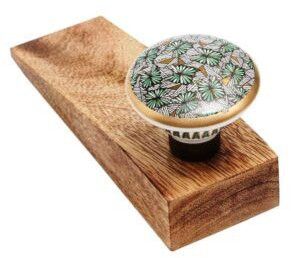 Green Butterfly Swarm Ceramic Wooden Door Stopper