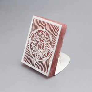 Khanda Cut Work Tee Light Holder On Rose Quartz