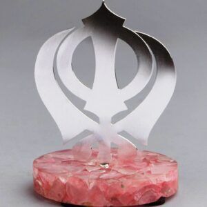 Khanda Cutwork On Rose Quartz Base
