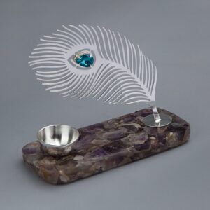 Mor Pankhi Tee Light Holder On Amethyst