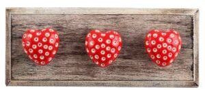 Red Heart Etched Ceramic Wooden Hooks