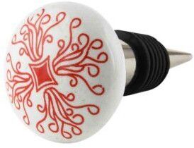 Red Leaf Flat Ceramic Wine Bottle Stopper