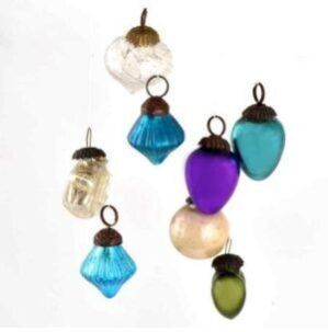 Set Of 8 Handmade Silver Mini Christmas Ornaments