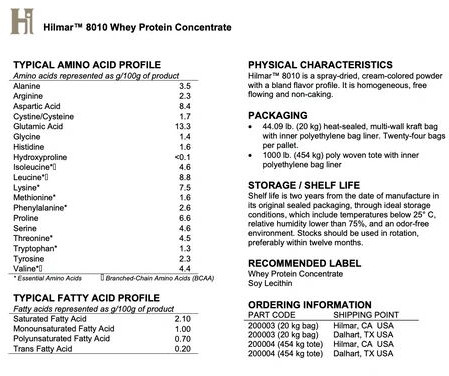 Hilmar Instantized Whey Protein Concentrate 80%