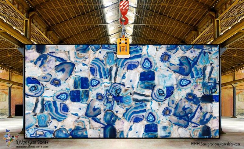 Blue Agate Silver Slab