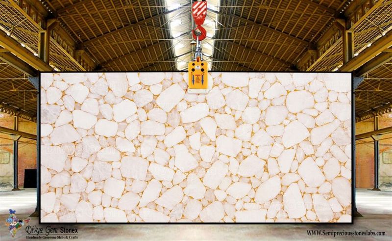 Classic White Quartz Gold Slab