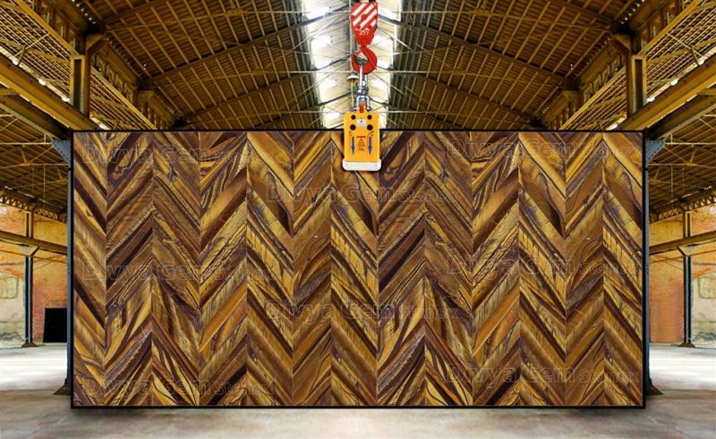 Golden Tiger Eye Herringbone Slab