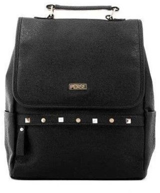 Perse Fashion Women’s Back Pack Bag 900 Saffiano Black