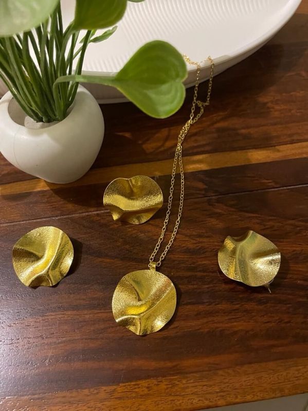 Designer Hammered Style Brass Earrings