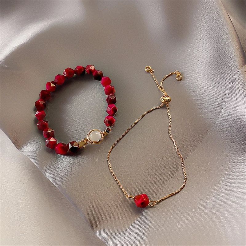 Gem Stone Bracelet 2pcs Set