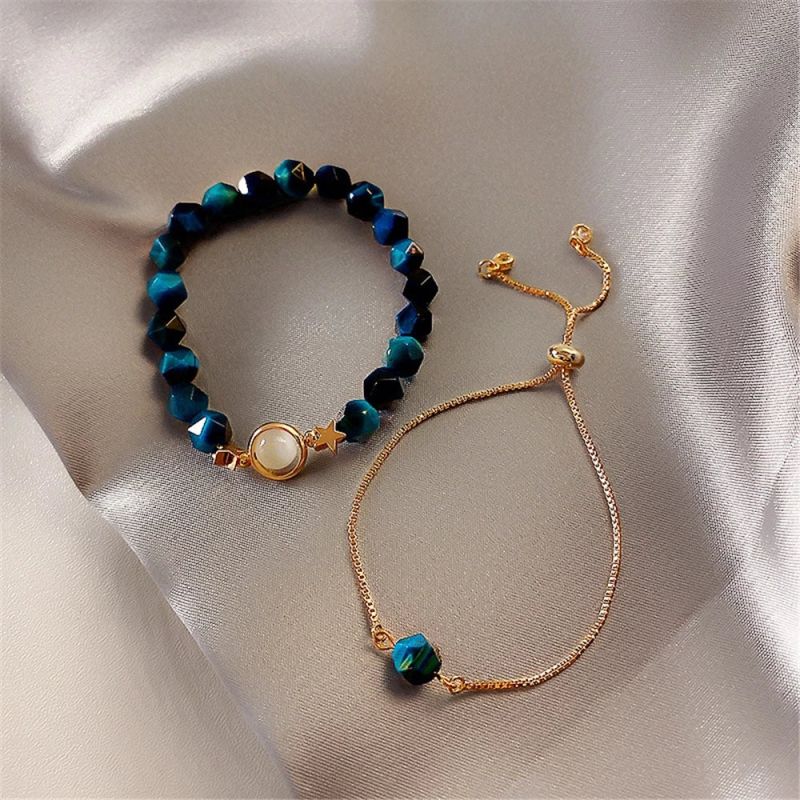 Gem Stone Bracelet 2pcs Set