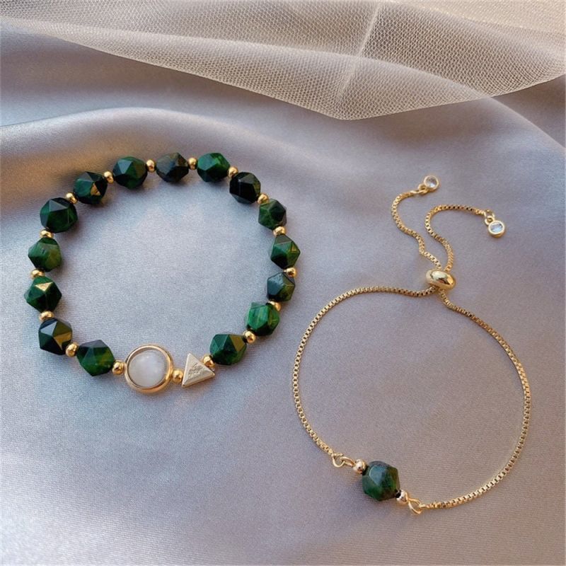 Gem Stone Bracelet 2pcs Set