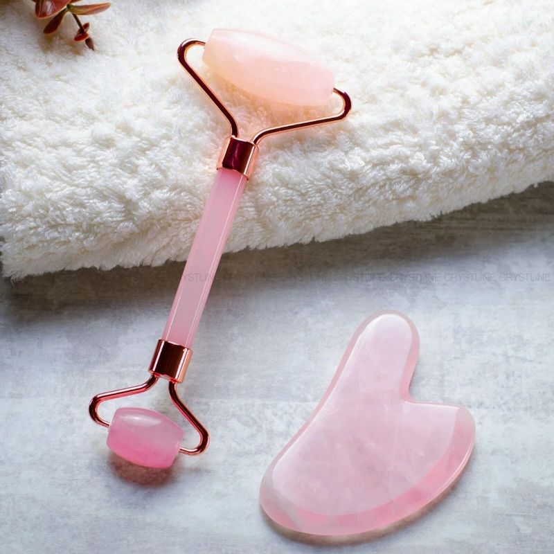 Rose Quartz Face Roller and Gua Sha Combo