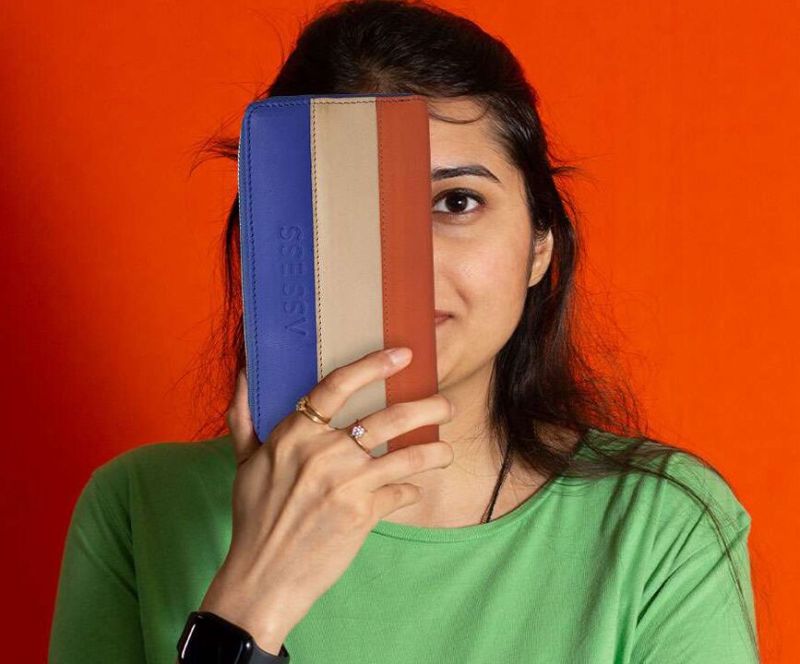 Tri-color Zip Around Wallet