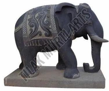 Black Elephant Marble Statue