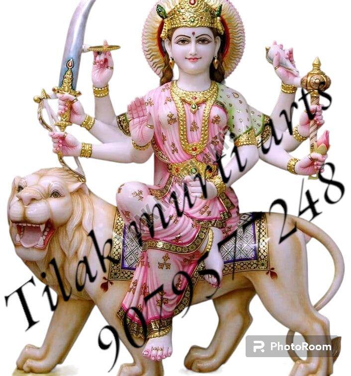 Polished Durga Marble Statue