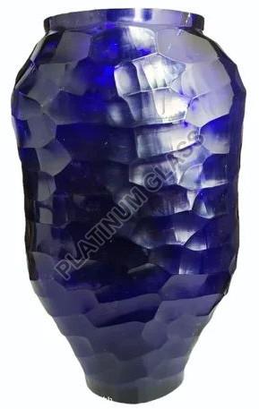 Blue Glass Flower Pot