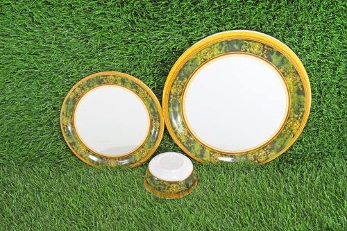 Melamine Green Round Printed Dinner Plate