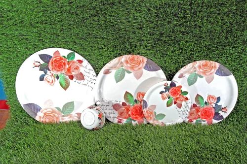 Melamine Flower Printed Plate Set