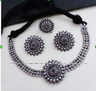 Oxidized Choker Necklace Set